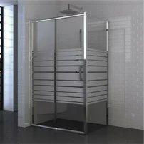 Cabina de dus dreptunghiulara Inter Ceramic cu usa glisanta 140x80 cm crom lucios-alb - transparent cu linii