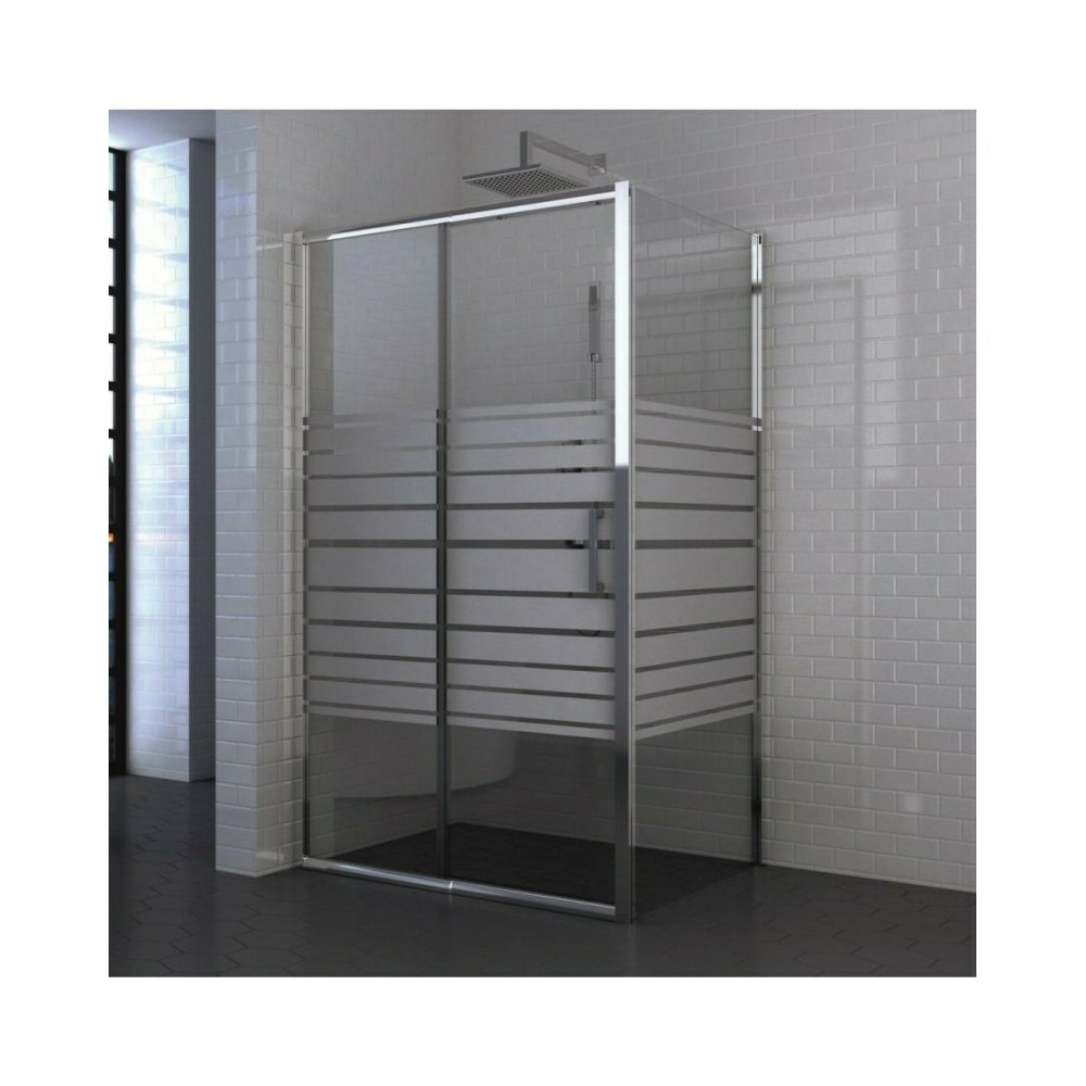 Cabina de dus dreptunghiulara Inter Ceramic cu usa glisanta 160x80 cm crom lucios - transparent cu linii