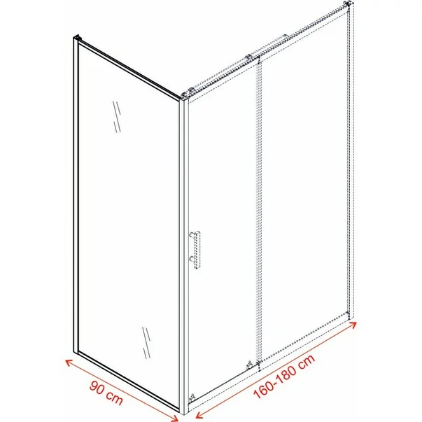 Cabina de dus dreptunghiulara Inter Ceramic cu usa glisanta 160x90 cm crom lucios - transparent cu linii picture - 2