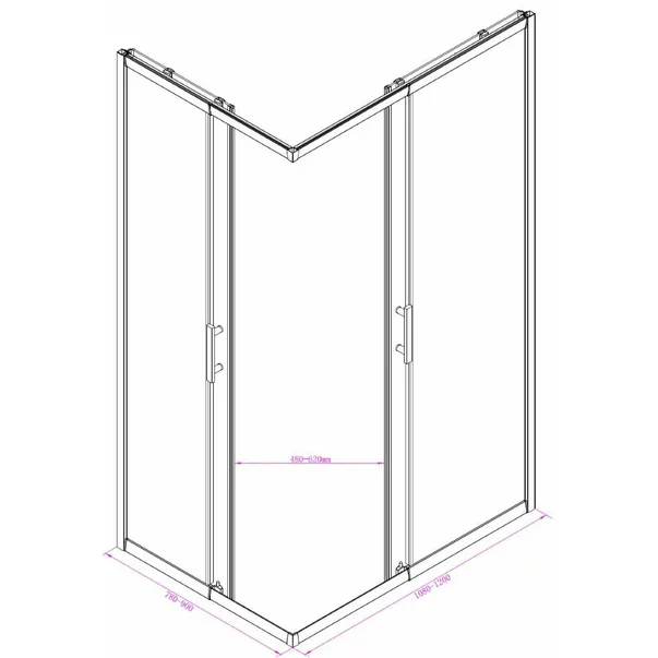 Cabina de dus dreptunghiulara Inter Ceramic cu usa glisanta 80x110 cm crom transparent picture - 2