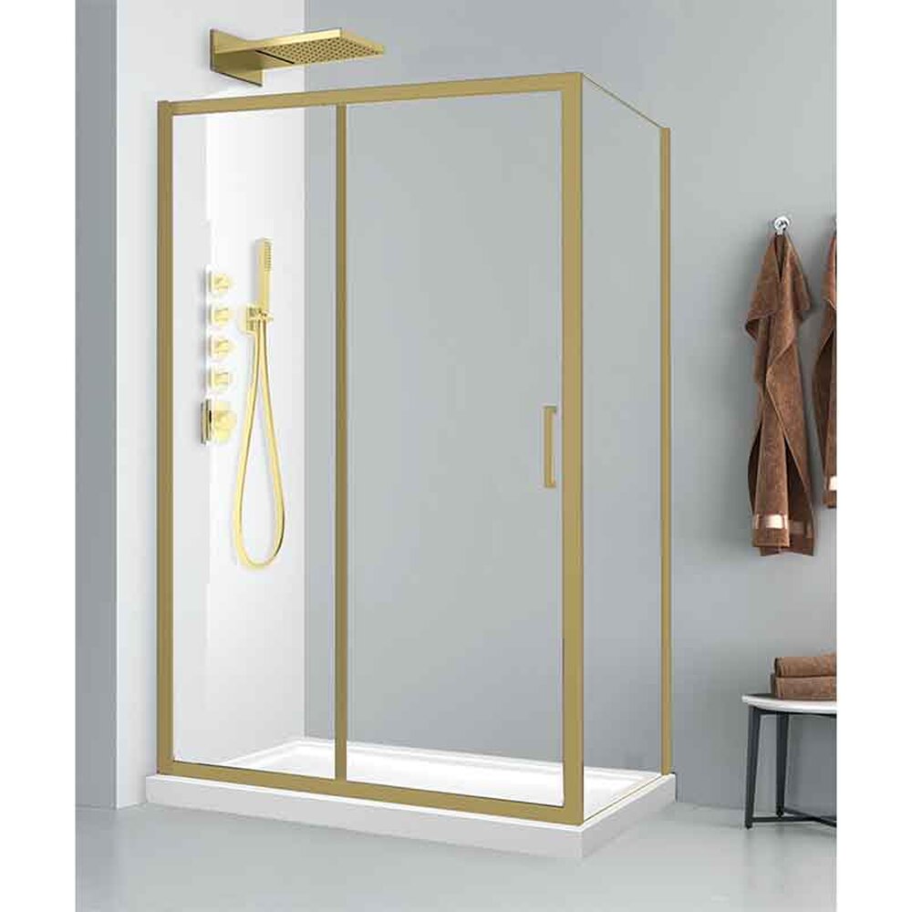 Cabina de dus dreptunghiulara Fluminia Iris Gold 120x90 cm finisaj auriu periat