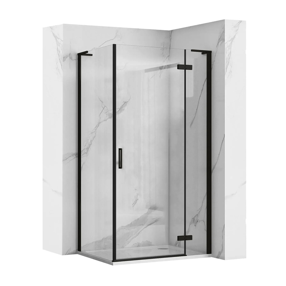 Cabina de dus dreptunghiulara Rea Hugo cu usa batanta 100x80 cm negru