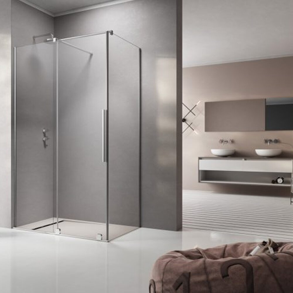 Cabina de dus dreptunghiulara usa culisanta Radaway Furo KDJ 100x80 profil crom lucios stanga