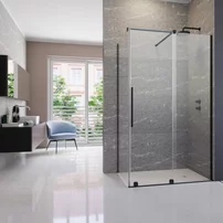 Cabina de dus dreptunghiulara usa culisanta Radaway Furo KDJ 100x90 profil negru mat dreapta