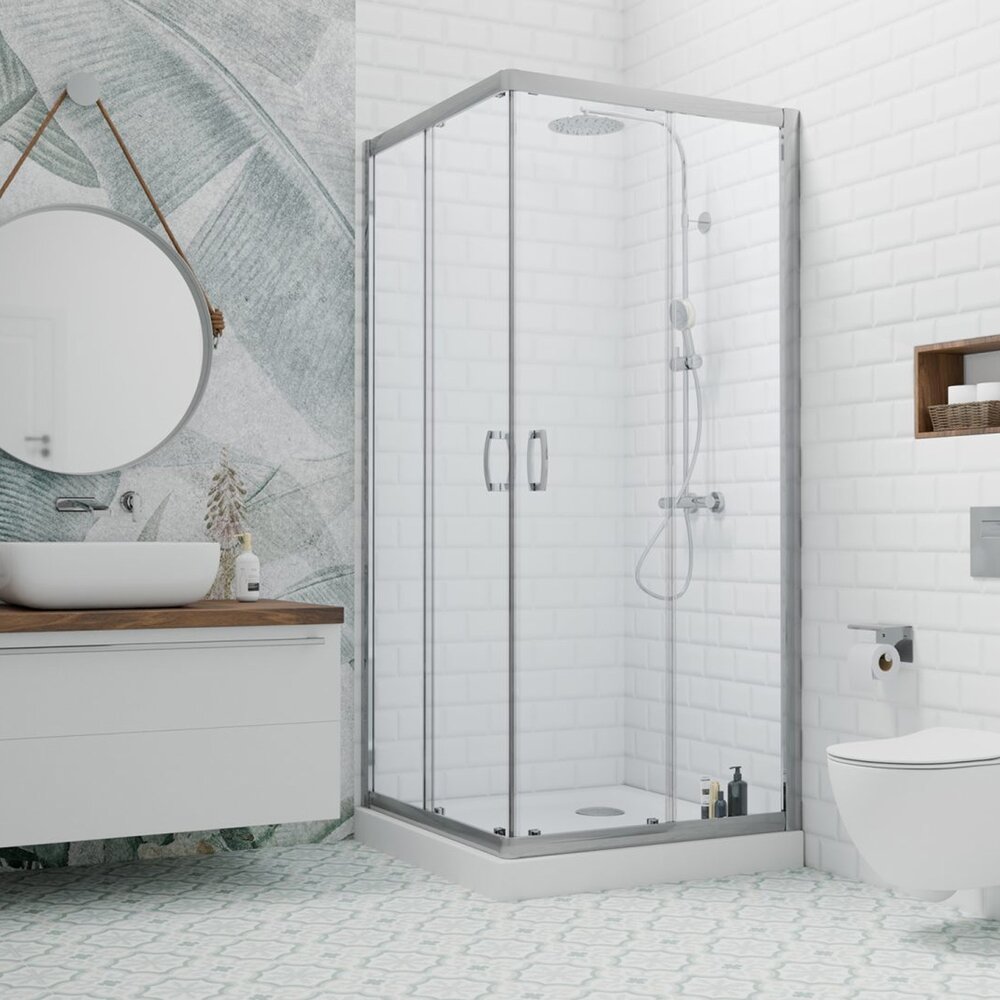 Cabina de dus dreptunghiulara usi culisante Radaway Premium Plus D 80x90 cm profil crom lucios