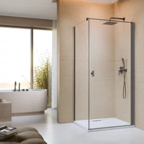 Cabina de dus patrata cu usa batanta Radaway Nes KDJ I 100x100 cm finisaj GunMetal periat-transparent dreapta