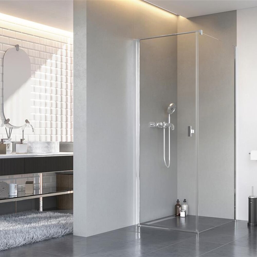 Cabina de dus patrata cu usa batanta Radaway Nes KDJ I 80x80 cm finisaj crom lucios-transparent stanga