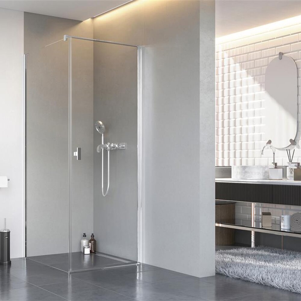 Cabina de dus patrata cu usa batanta Radaway Nes KDJ I 90x90 cm finisaj crom lucios-transparent dreapta