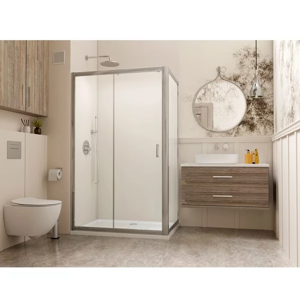 Cabina de dus patrata cu usa culisanta Radaway Premium Plus DWJ+S 100x100 cm finisaj crom lucios-transparent picture - 4