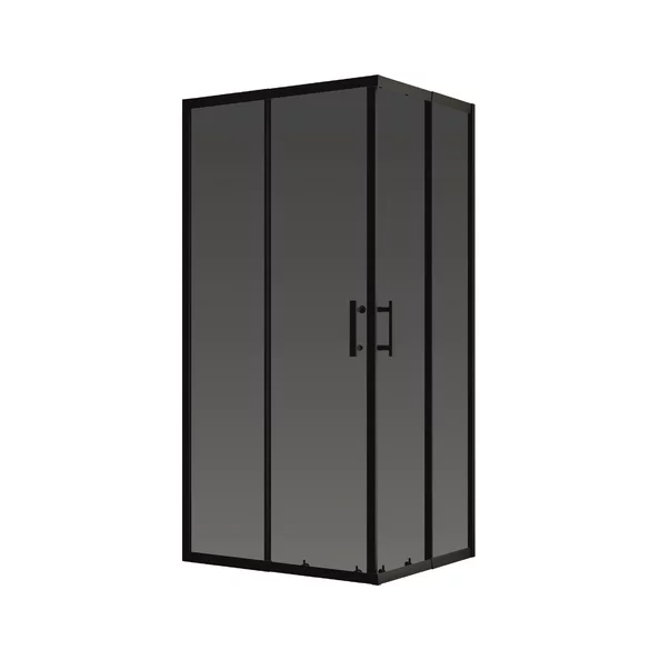 Cabina de dus patrata Inter Ceramic cu usa glisanta 100x100 cm negru mat - fumuriu picture - 2