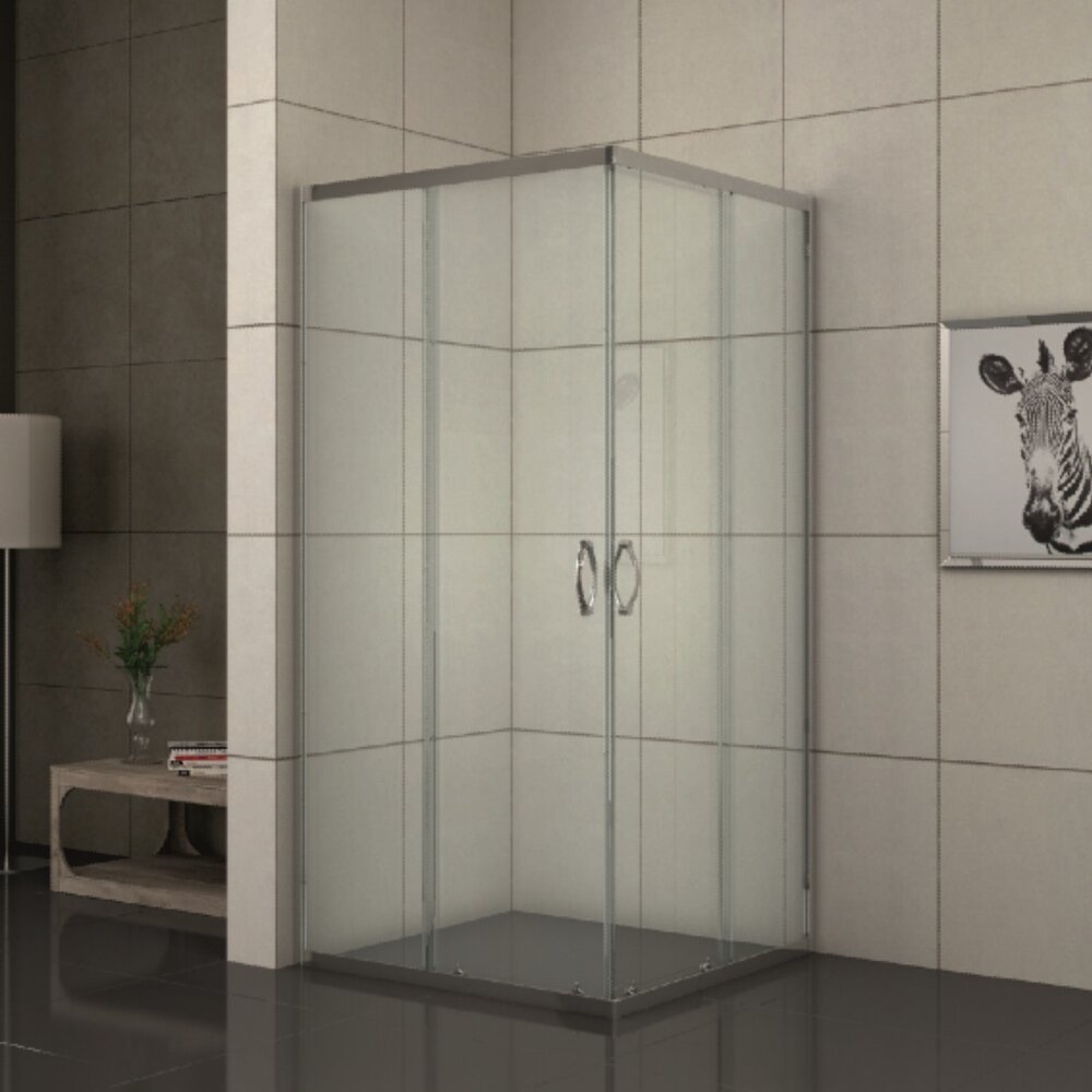 Cabina de dus patrata Inter Ceramic cu usi glisante 80x80 cm crom lucios - transparent mat