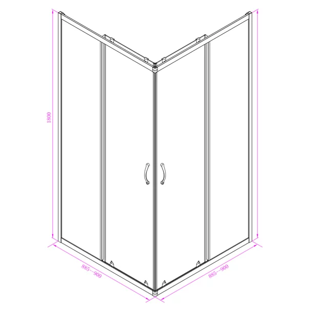 Cabina de dus patrata Inter Ceramic cu usi glisante 90x90 cm crom - transparent cu linii albe picture - 2