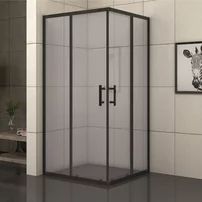 Cabina de dus patrata Inter Ceramic cu usi glisante 80x80 cm negru mat - fumuriu