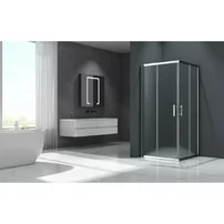 Cabina de dus patrata Inter Ceramic cu usi glisante crom lucios - transparent mat 80x80 cm