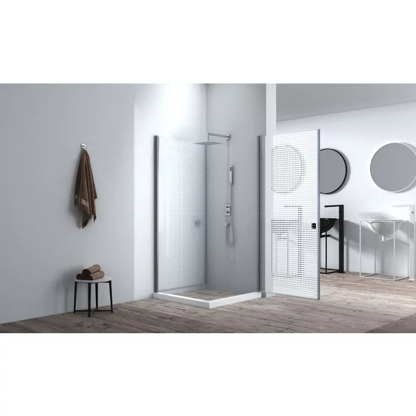 Cabina de dus patrata Inter Ceramic cu usi pivotante 90x90 cm crom lucios-puncte albe picture - 2