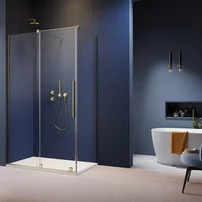 Cabina de dus patrata usa culisanta Radaway Furo KDJ 120x120 profil auriu periat stanga