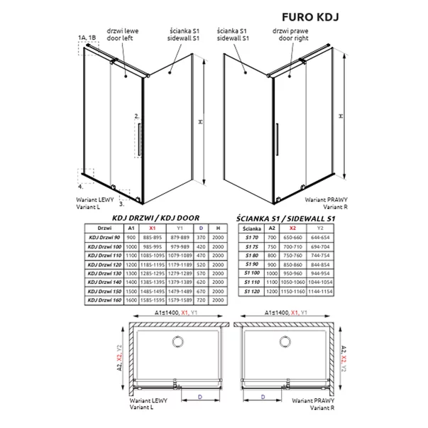 Cabina de dus patrata usa culisanta Radaway Furo KDJ 120x120 profil negru mat dreapta picture - 10