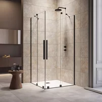 Cabina de dus patrata usi culisante Radaway Furo KDD 80x80 cm profil negru mat