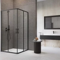 Cabina de dus patrata usi culisante Radaway Premium Pro 90x90 cm profil negru mat