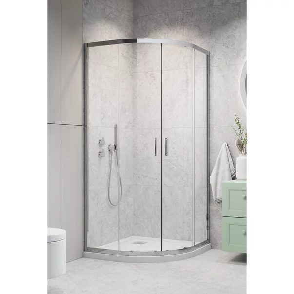 Cabina de dus semirotunda cu usi glisante Radaway Alienta 80x80 cm crom-transparent picture - 2