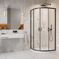 Cabina de dus semirotunda cu usi glisante Radaway Alienta 80x90 cm negru-transparent