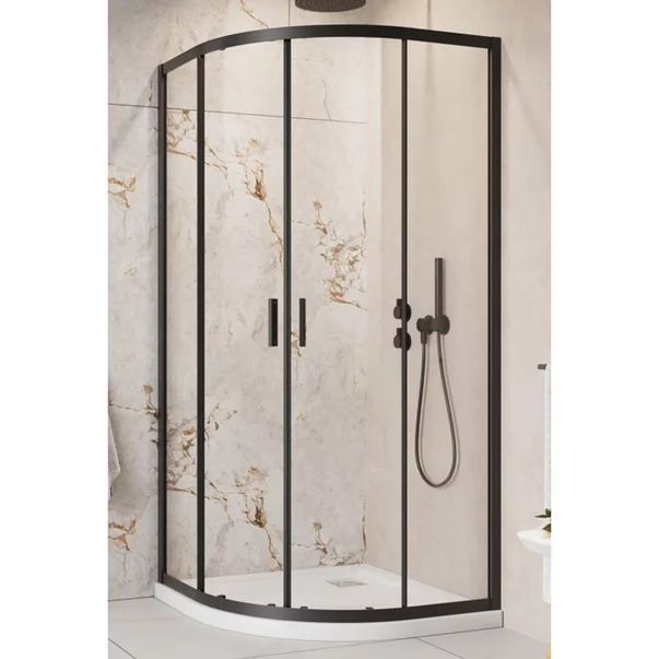 Cabina de dus semirotunda cu usi glisante Radaway Alienta 90x90 cm negru-transparent picture - 2