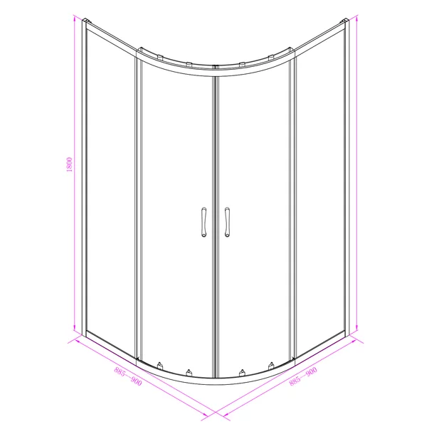 Cabina de dus semirotunda Inter Ceramic cu usi glisante 90x90 cm negru mat-transparent fumuriu picture - 2