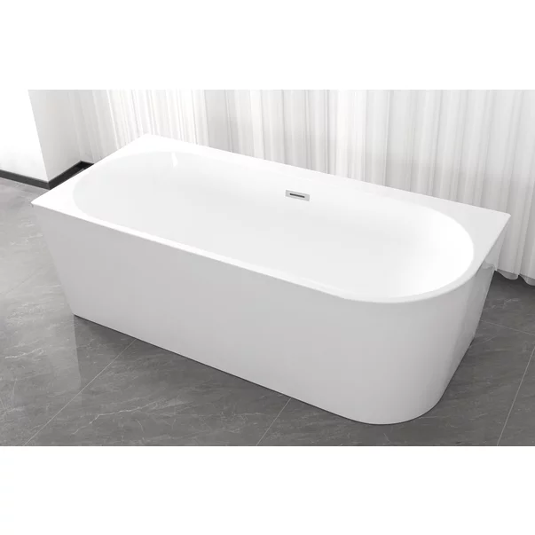 Cada acril freestanding Rune Birka alb lucios 150x75 cm montare pe stanga lipita de perete, BTW picture - 2