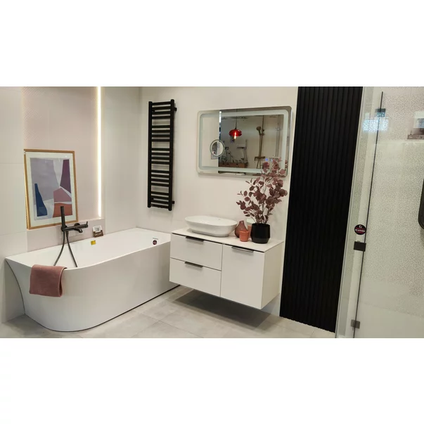 Cada freestanding Rune Birka Boyd 160x75 cm dreapta alb lucios lipita de perete, BTW picture - 4