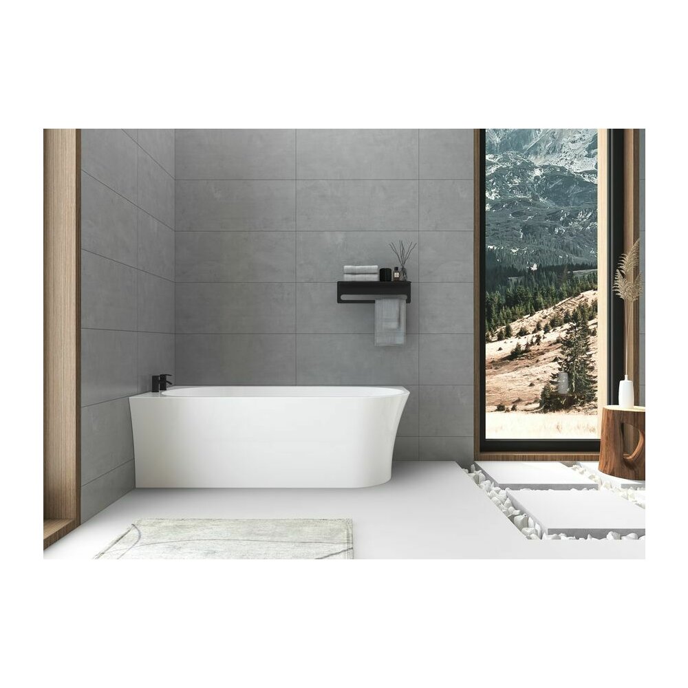 Cada freestanding Rune Birka Boyd 170x75 cm stanga alb lucios lipita de perete, BTW