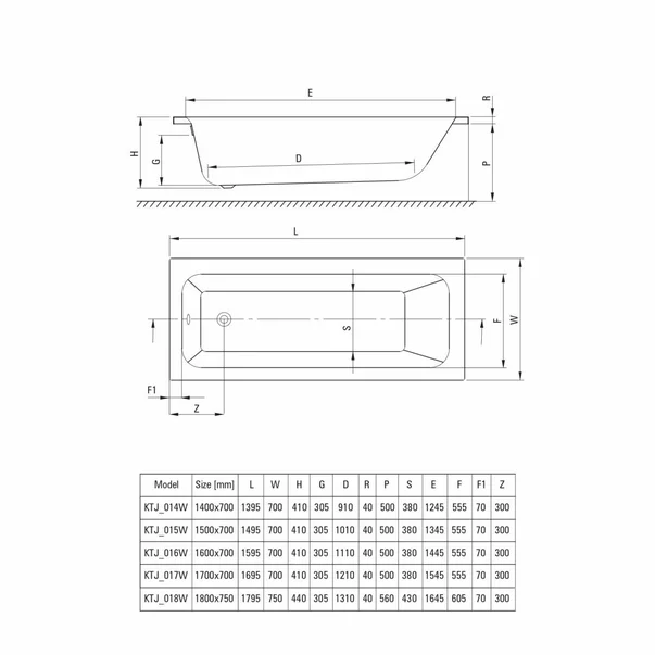 Cada dreptunghiulara Deante Prizma 180x75 cm picture - 2