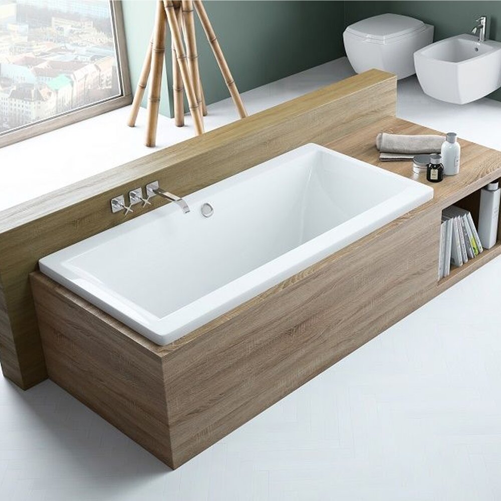 Cada dreptunghiulara Radaway Aridea acril 170x75 cm alb lucios