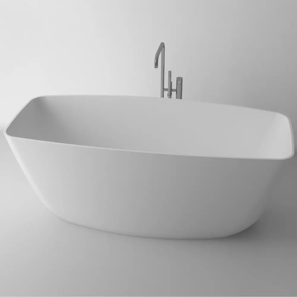 Cada freestanding din compozit Marmite Thunder 157x70 cm alb