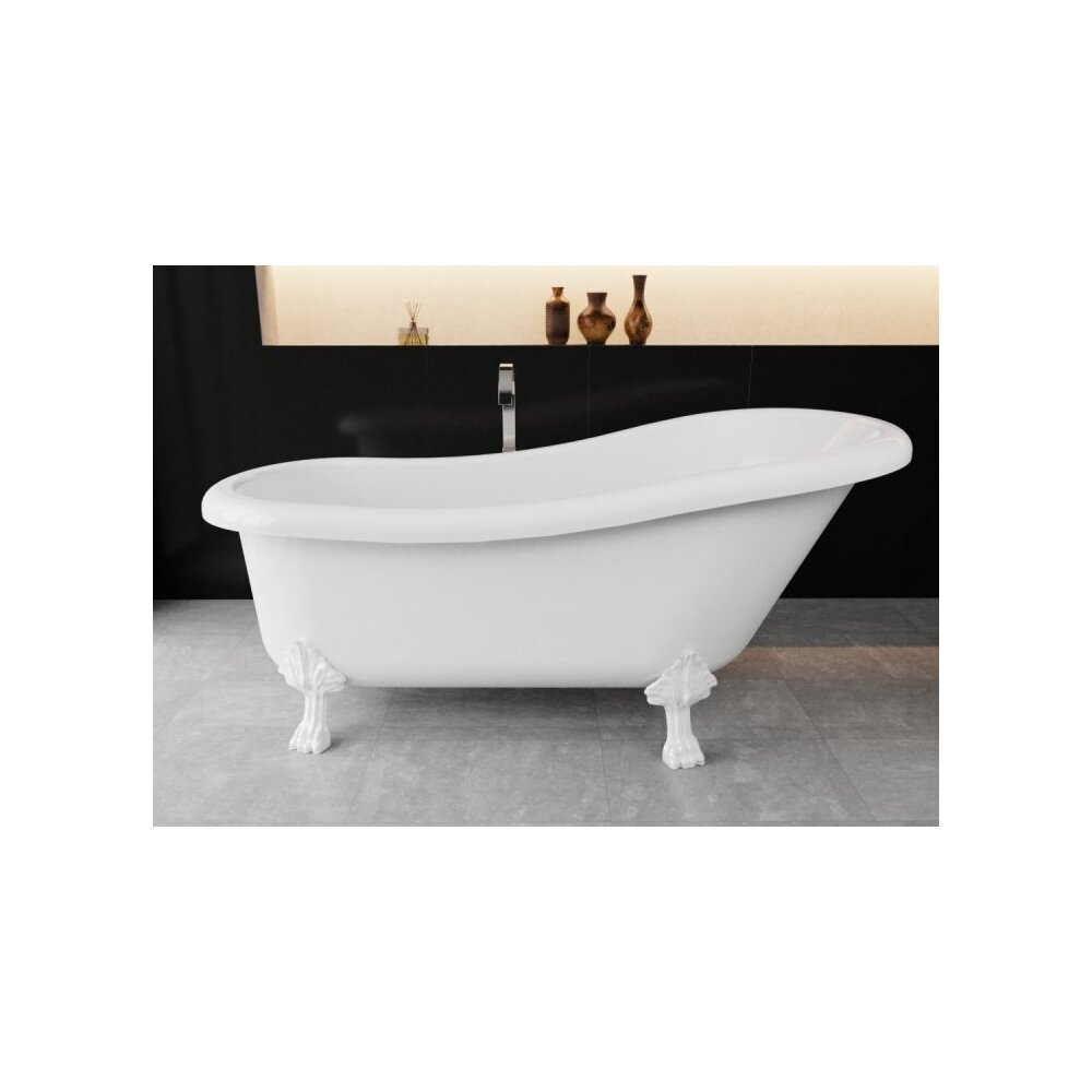 Cada freestanding din compozit Vayer Retro 169x82 cm picioare albe