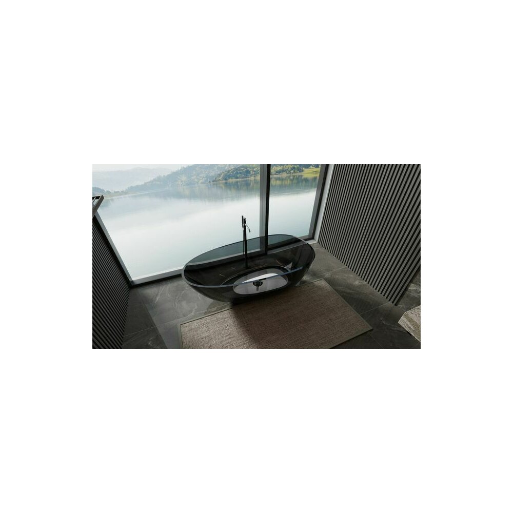 Cada freestanding din rasina transparenta Rune Mond fumuriu 170x87 cm