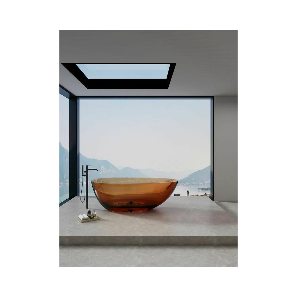 Cada freestanding din rasina transparenta Rune Mond maro-cupru 170x87 cm
