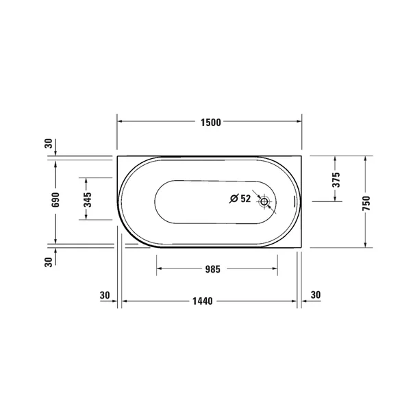 Cada freestanding Duravit DuraSenja 150x75 cm finisaj alb dreapta picture - 5