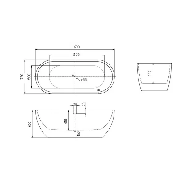 Cada freestanding Florida Aura 170x73 cm finisaj alb lucios picture - 3