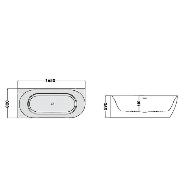 Cada freestanding Florida Balu Slim 165x80 cm stanga lipita de perete, BTW picture - 5