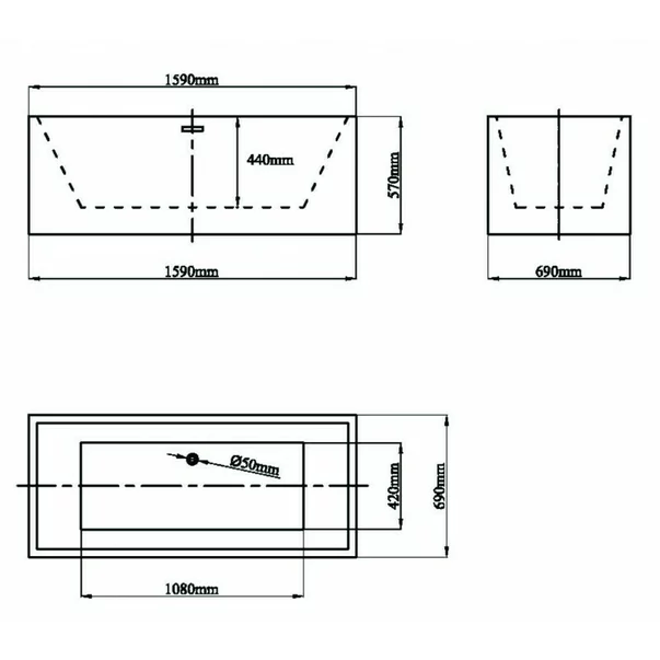 Cada freestanding Inter Ceramic acril alb 159x69 cm picture - 2