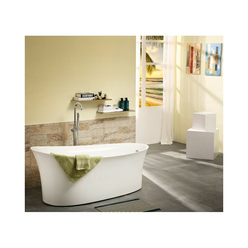 Cada freestanding Inter Ceramic acril alb 170x84 cm cu jeturi de aer