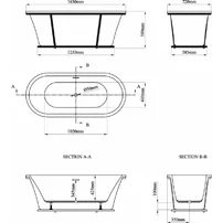 Cada freestanding Inter Ceramic acril alb-gri 163x72 cm cu cadru negru