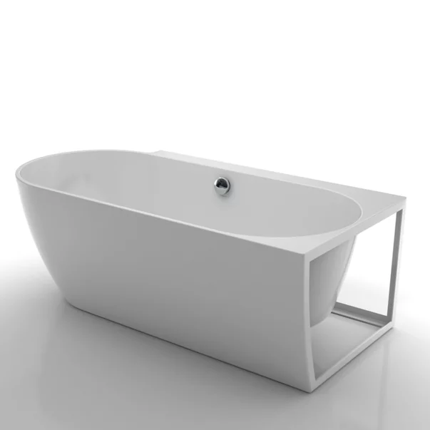 Cada freestanding Kreiner Ceylon 166x80 cm finisaj alb dreapta lipita de perete BTW picture - 5