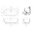 Cada freestanding Kreiner Ceylon 166x80 cm finisaj alb dreapta lipita de perete BTW picture - 6
