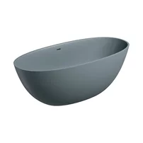Cada freestanding Omnires Shell M+ compozit gri mat cenusa 160x75 cm cu preaplin