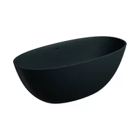 Cada freestanding Omnires Shell M+ compozit negru lava mat 160x75 cm cu preaplin