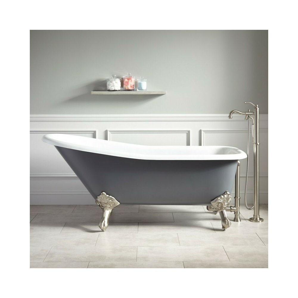 Cada freestanding retro Inter Ceramic acril gri-alb 162.5x69.5 cm