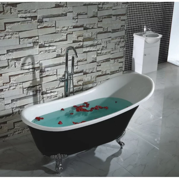 Cada freestanding retro Inter Ceramic acril negru-alb 162.5x69.5 cm LB ...