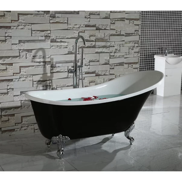 Cada freestanding retro Inter Ceramic acril negru-alb 162.5x69.5 cm LB ...