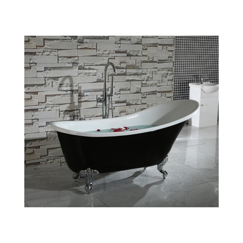 Cada freestanding retro Inter Ceramic acril negru-alb 162.5x69.5 cm